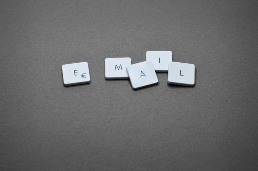 Scrabble tiles spelling email